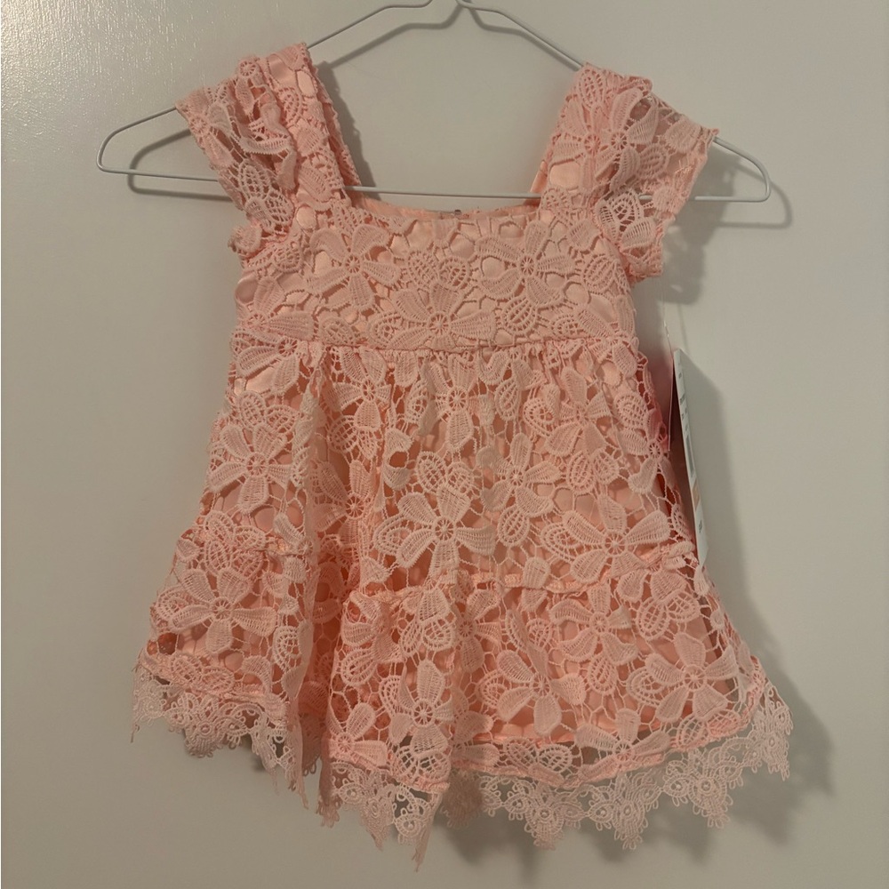 NWT Rare Editions Light Pink Lace Dress Girls Size 2T